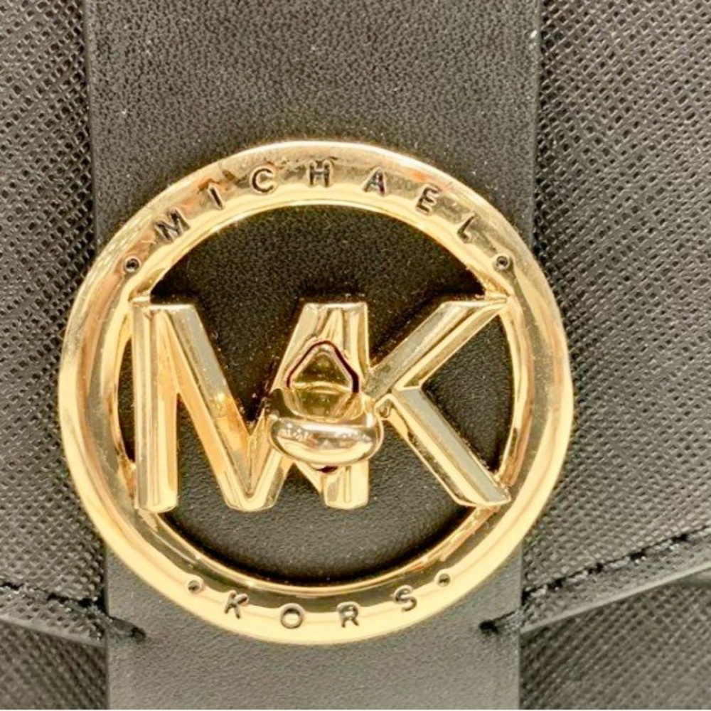 Micheal Kors Greenwich Crossbody-Black Leather & Gold Chain -MRSP $298 - Picture 5 of 11